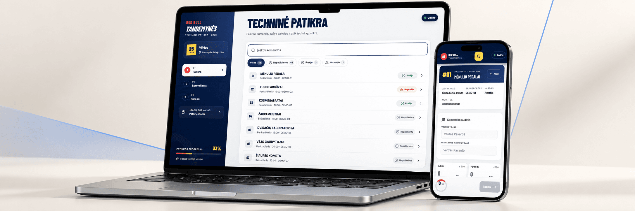 Techninės apžiūros registracijos sistema projekto pagrindinis svetainės vaizdas