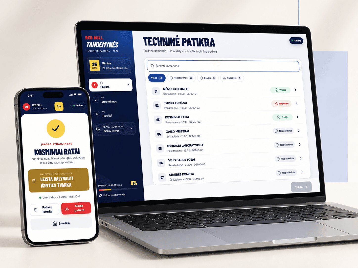 Techninės apžiūros registracijos sistema projekto ekrano vaizdas 1