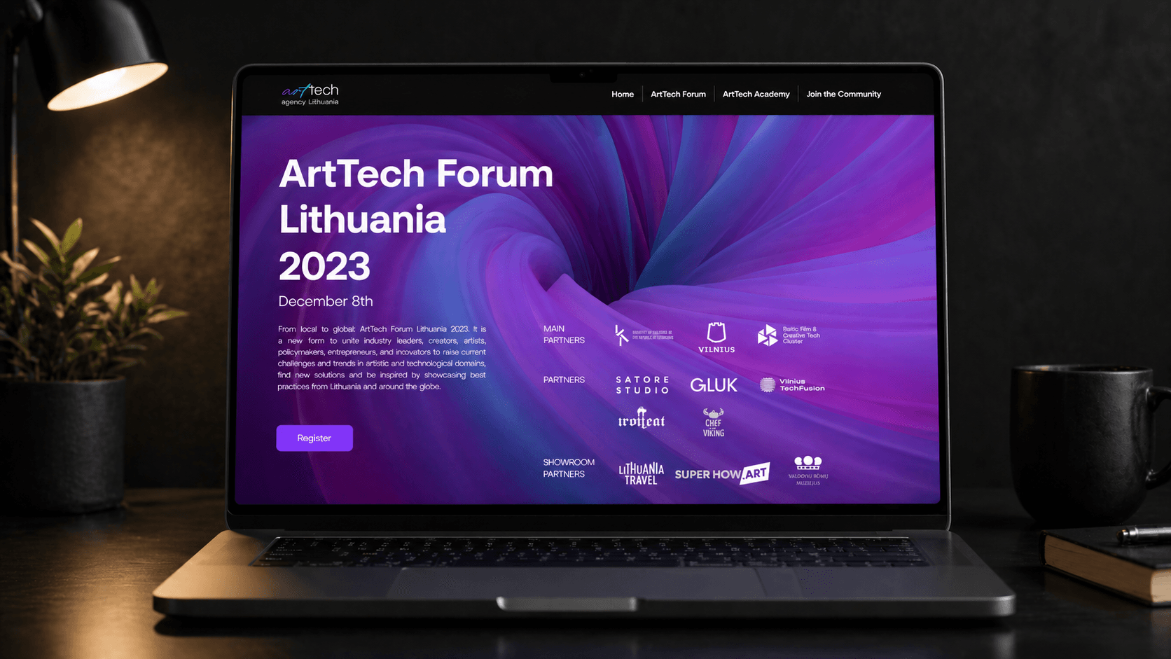 ArtTech Agency projekto pagrindinis svetainės vaizdas